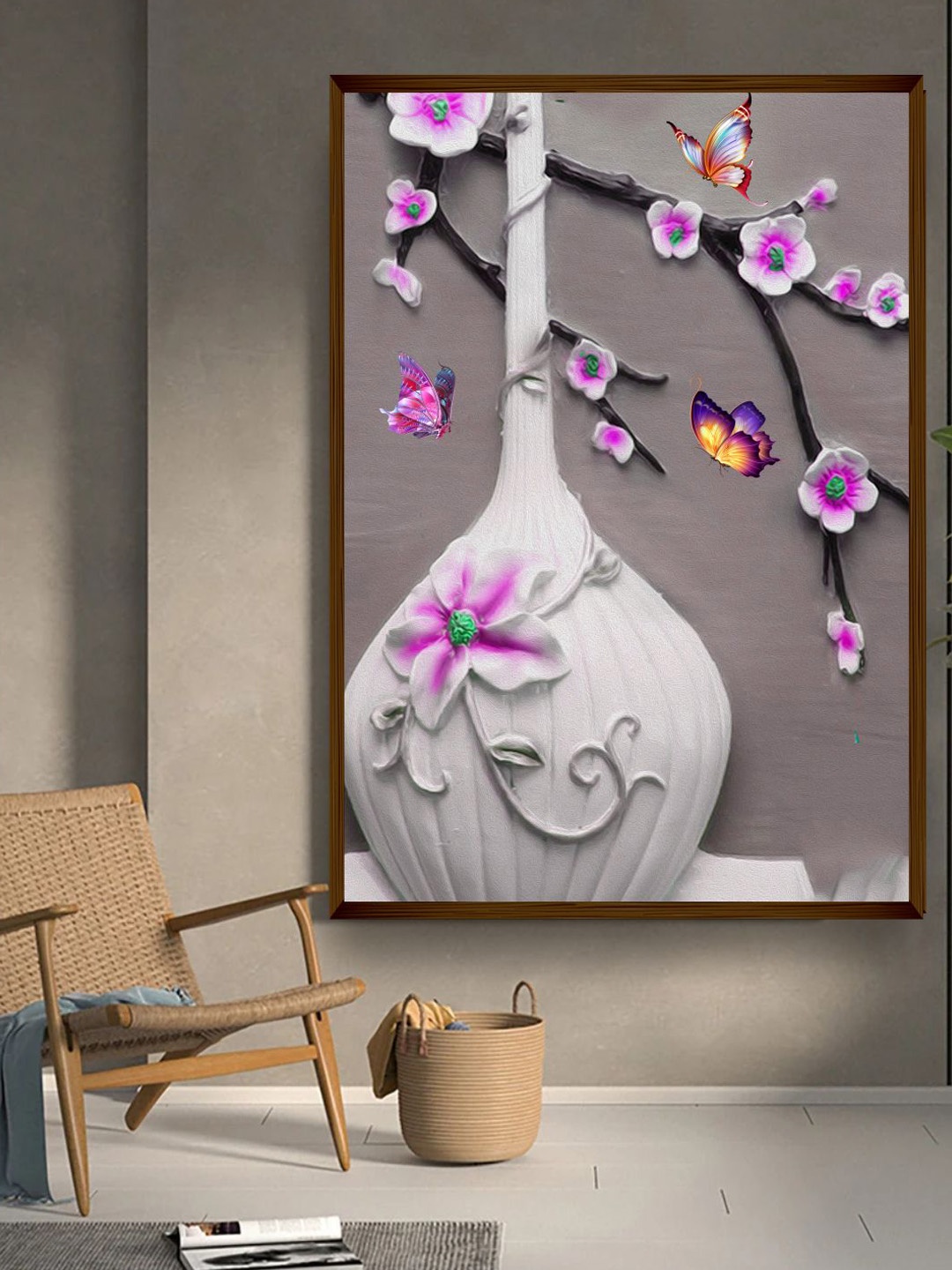 

The Art House White & Pink Floral & Botanical Painted Framed Wall Art
