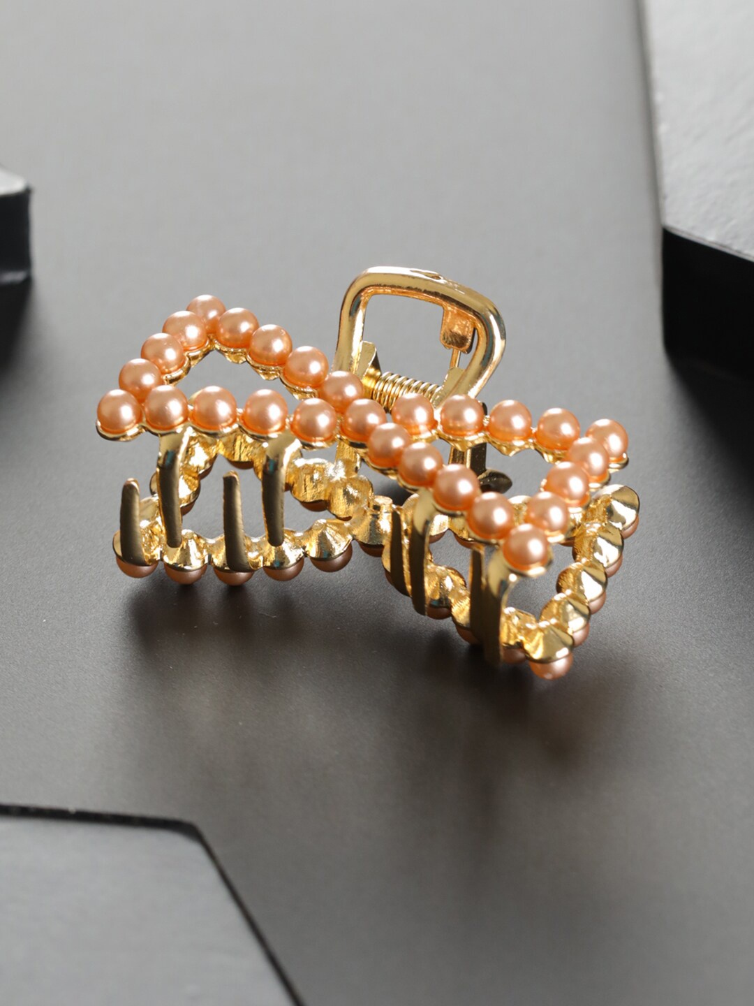 

Priyaasi Women Rose Gold-Plated Embellished Claw Clip