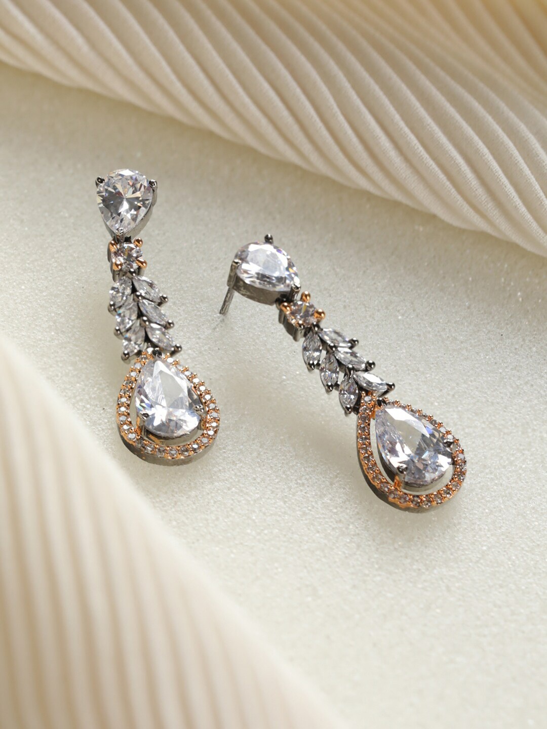 

Priyaasi Rose Gold & Silver-Plating Contemporary Drop Earrings
