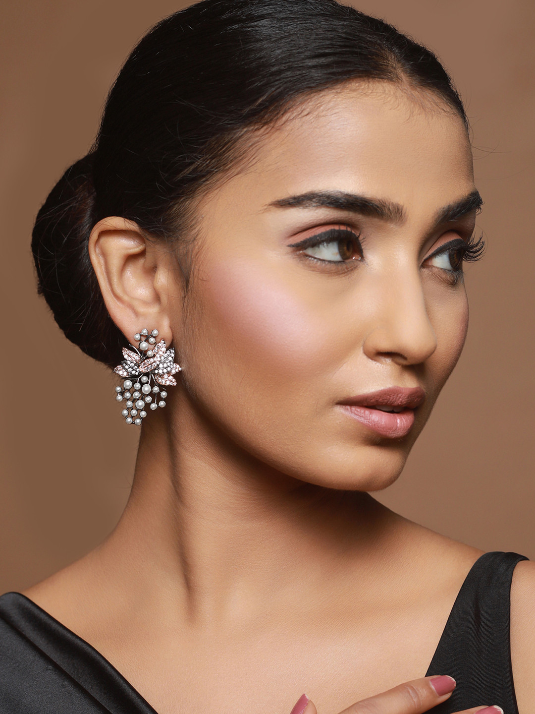 

Priyaasi Brown Silver-Plating Contemporary Studs Earrings