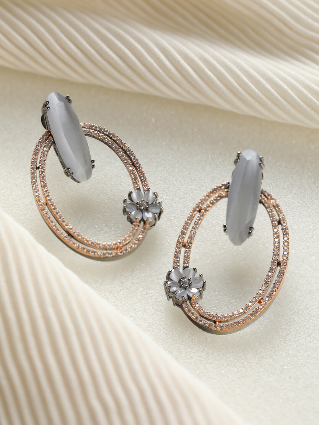 

Priyaasi Rose Gold Silver-Plating Contemporary Hoop Earrings