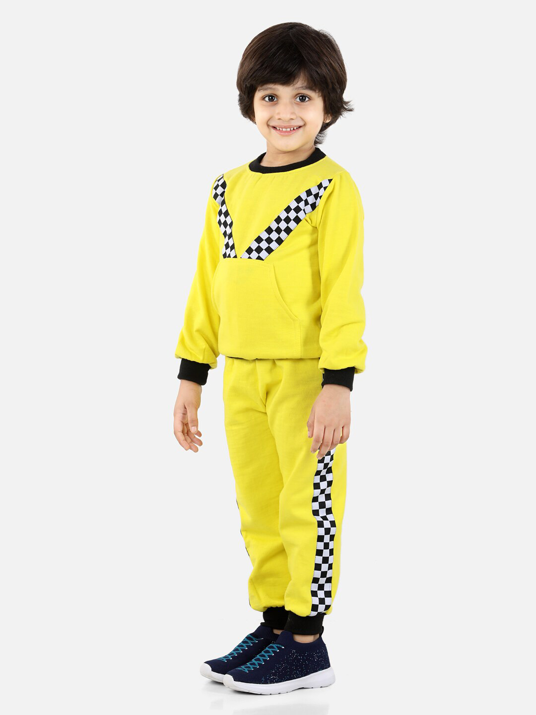 

Cutiekins Boys Yellow & Black Checked Sweatshirt with Joggers