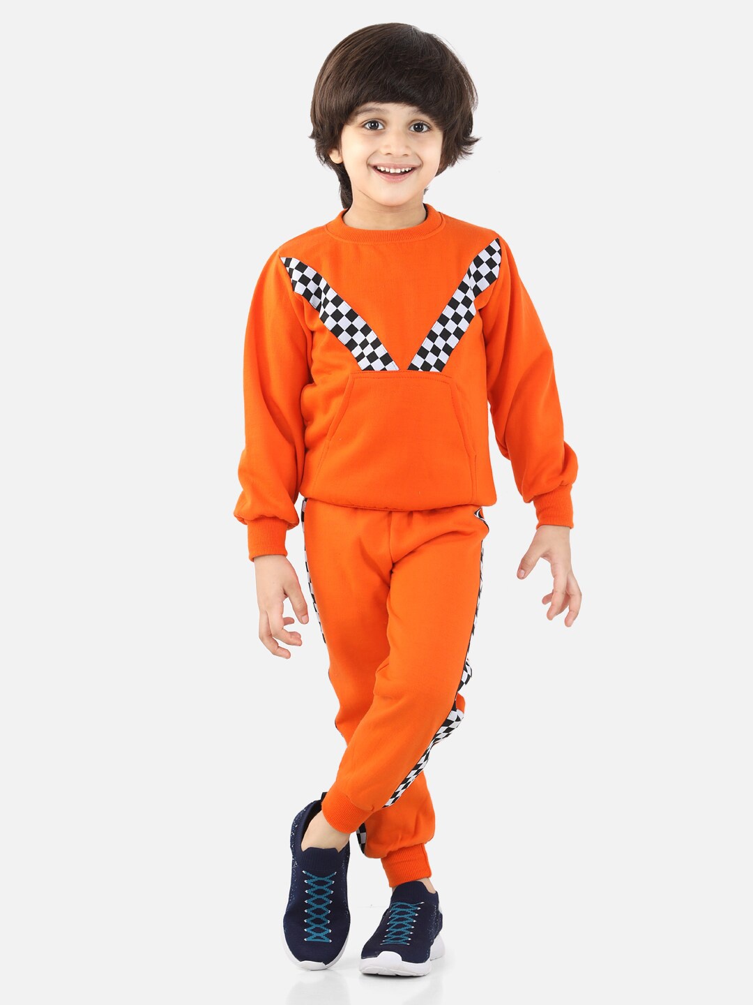 

Cutiekins Boys Orange & White Checked Sweatshirt with Joggers