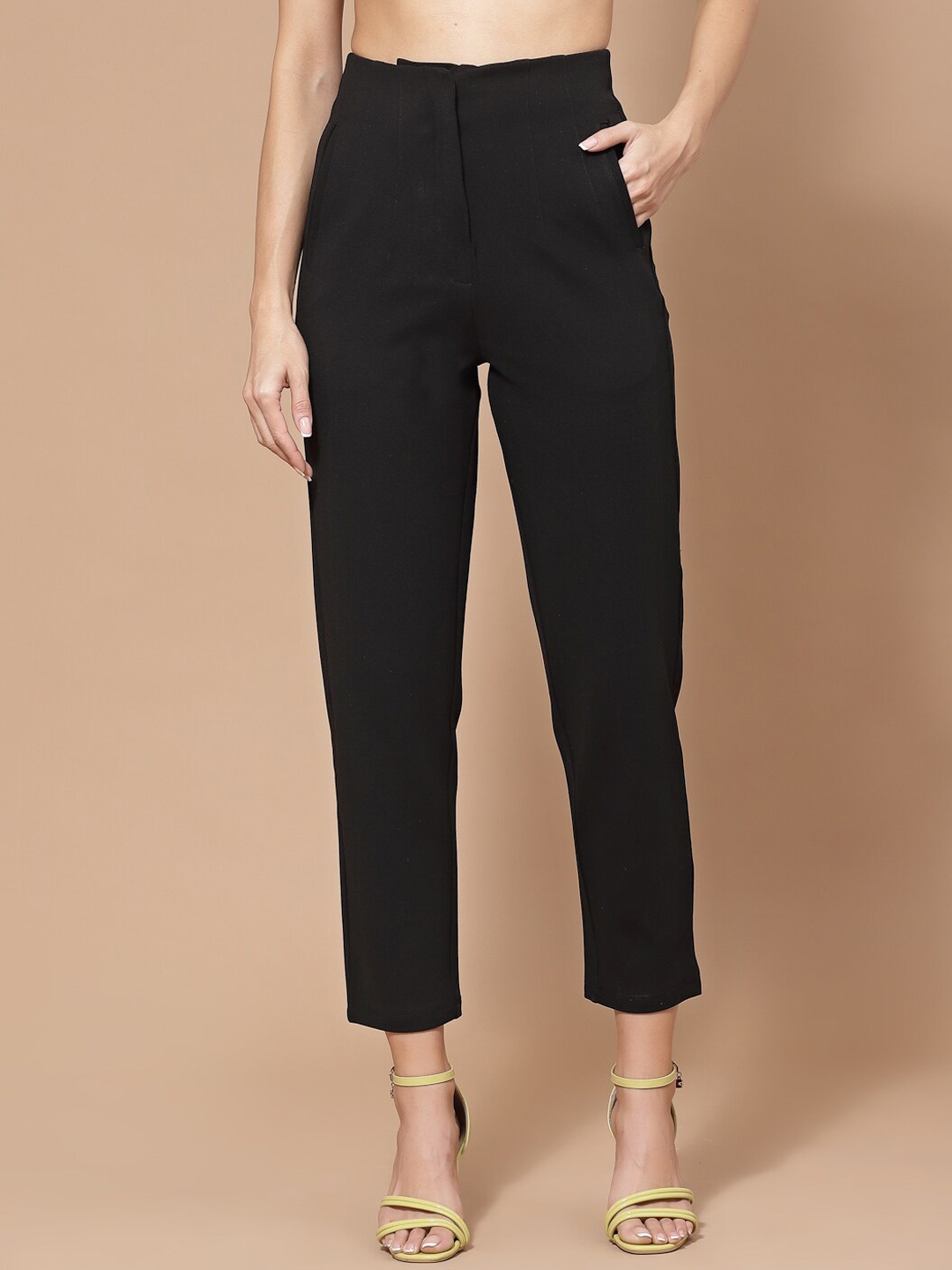 

KASSUALLY Women Black Pleated Trousers