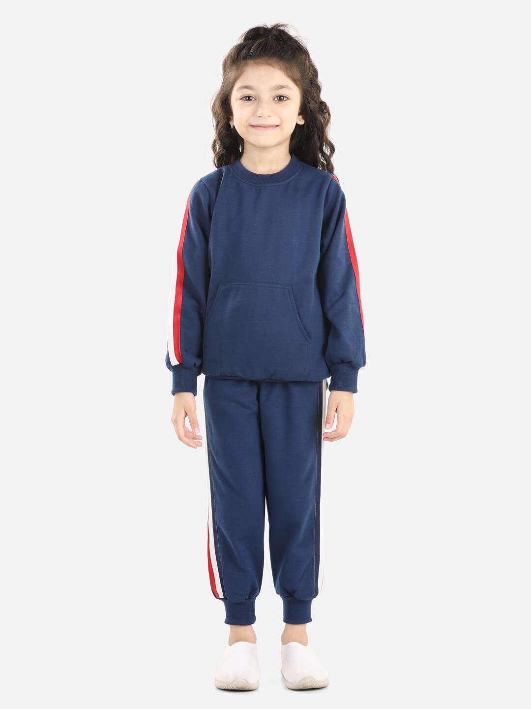 

Cutiekins Girls Blue & Red Solid Sweatshirt with Joggers
