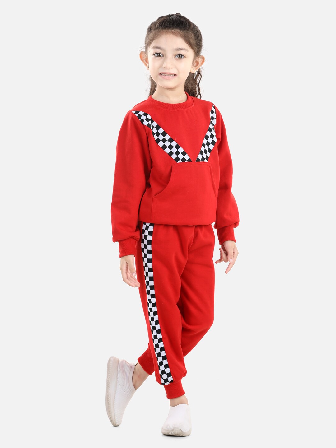 

Cutiekins Girls Red & White Checked Sweatshirt with Joggers
