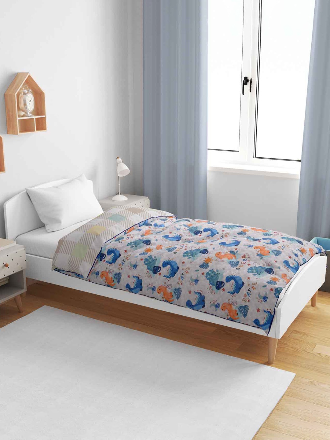 

haus & kinder Blue & Orange Cotton Cartoon Characters AC Room 120 GSM Single Bed Dohar