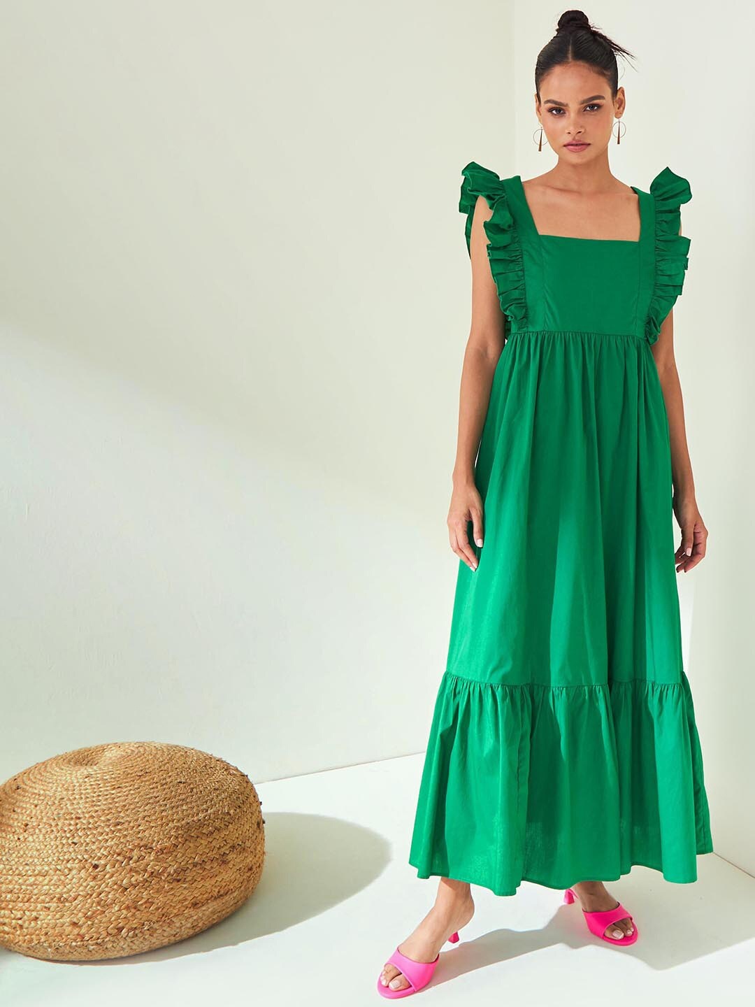 

Femella Green A-Line Maxi Dress
