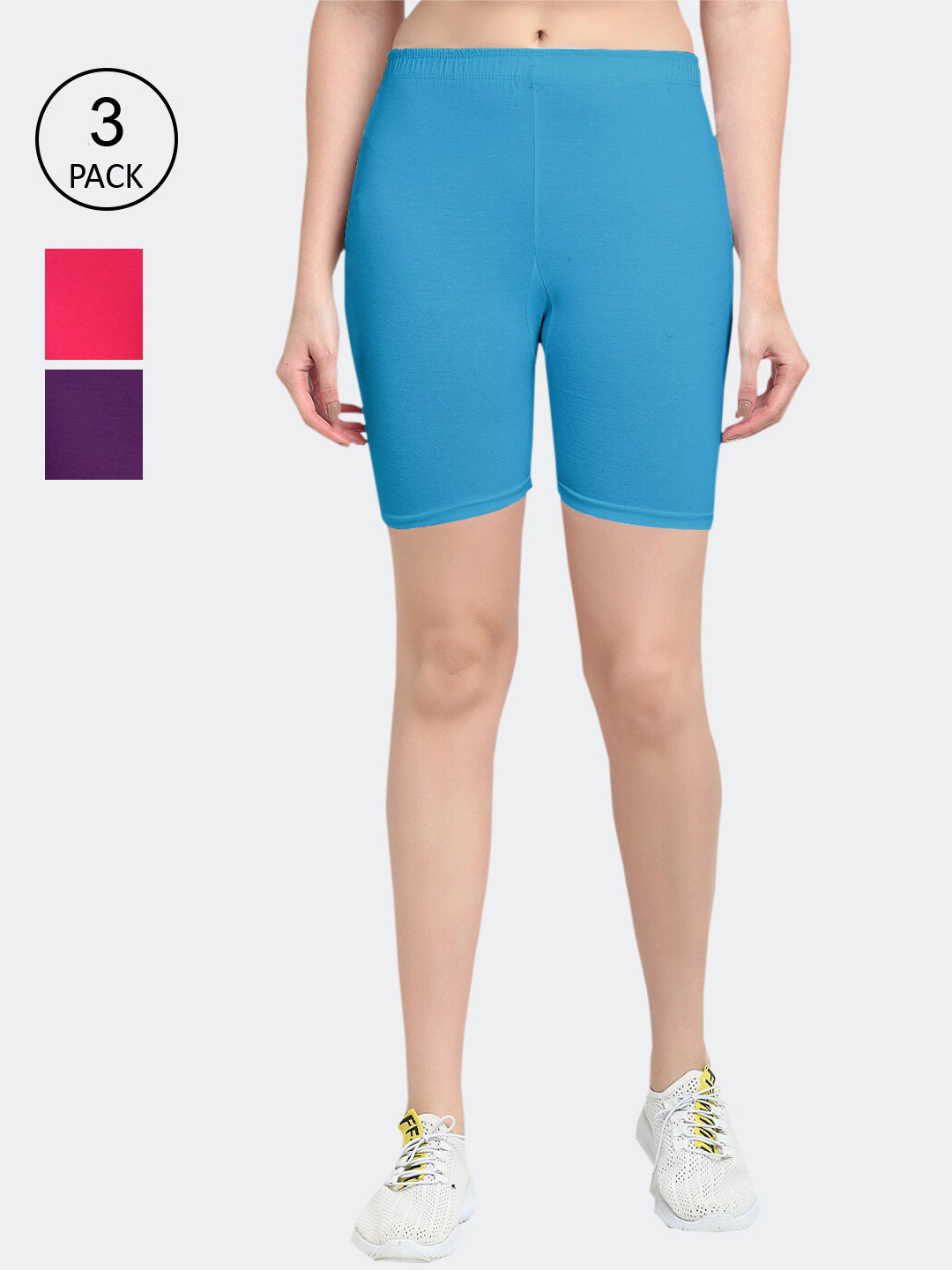 

GRACIT Women Pack of 3 Slim Fit Cycling Sports Shorts, Pink