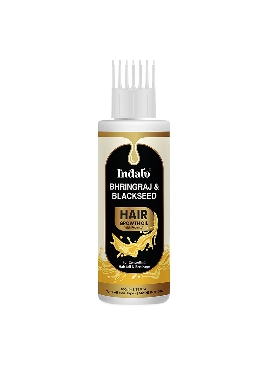 

INDALO Bhringraj & Blackseed Hair Growth Oil with Redensyl for Controlling Hair Fall-100ml, Yellow