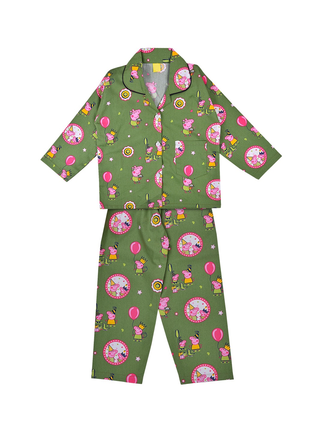 

Wish Karo Boys Green & Pink Printed Night suit