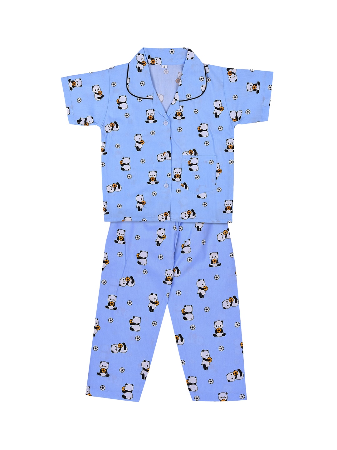 

Wish Karo Boys Blue & White Printed Cotton Blend Night suit