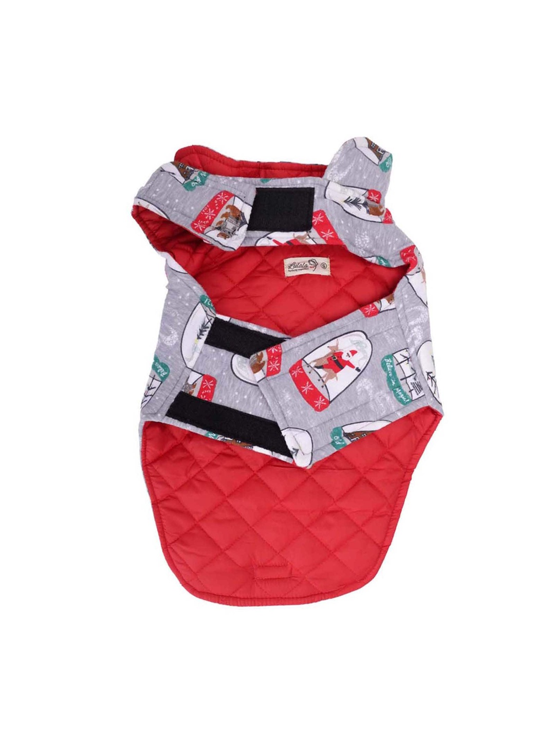 

Lulala Grey & Red Printed Cotton Dog Jacket