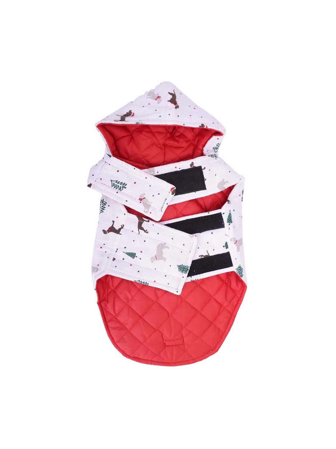 

Lulala White & Red Printed Cotton Hooded Dog Jackets