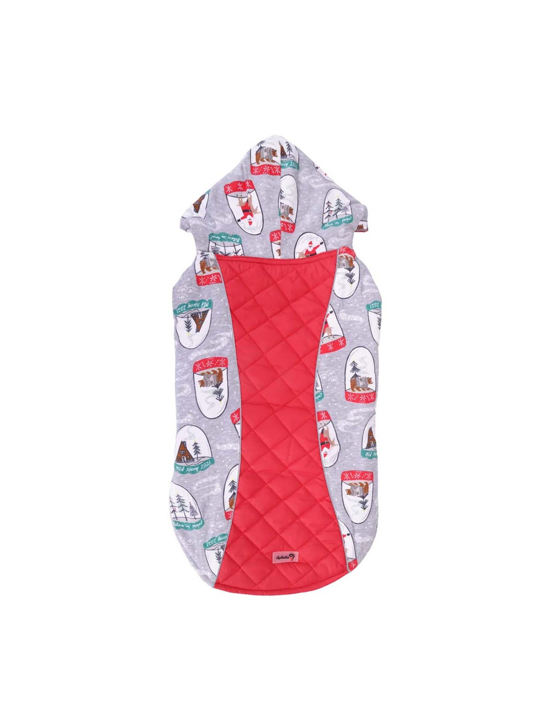 

Lulala Grey Printed Cotton Hodded Dog Jacket
