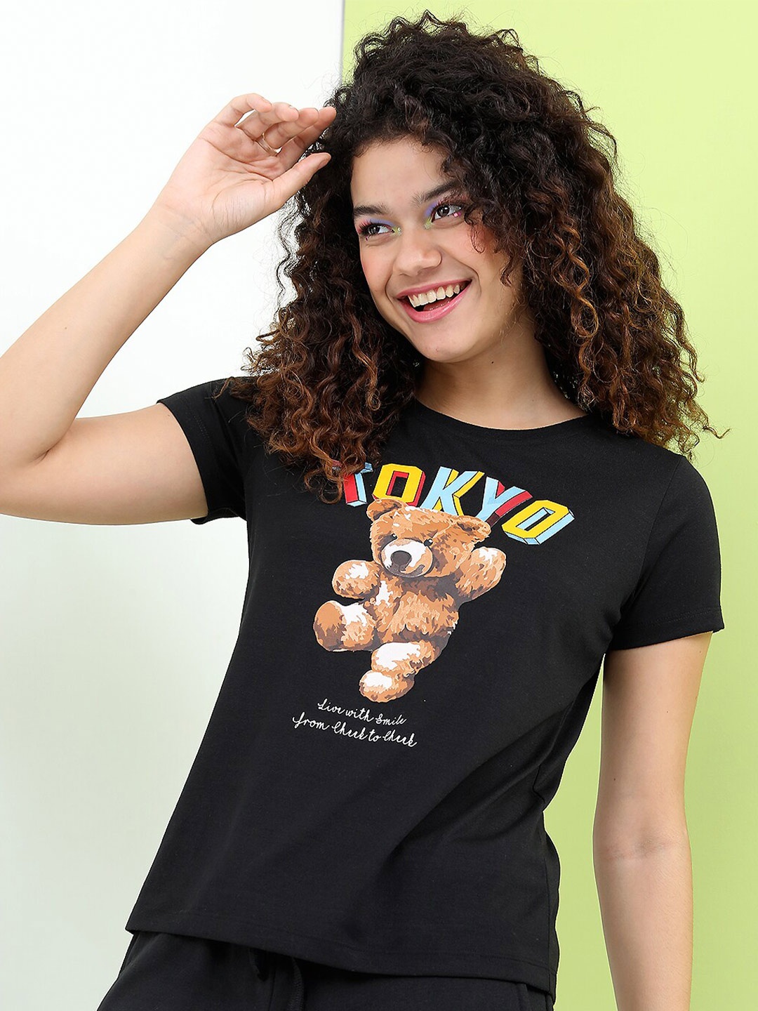 

Tokyo Talkies Women Black Printed T-shirt