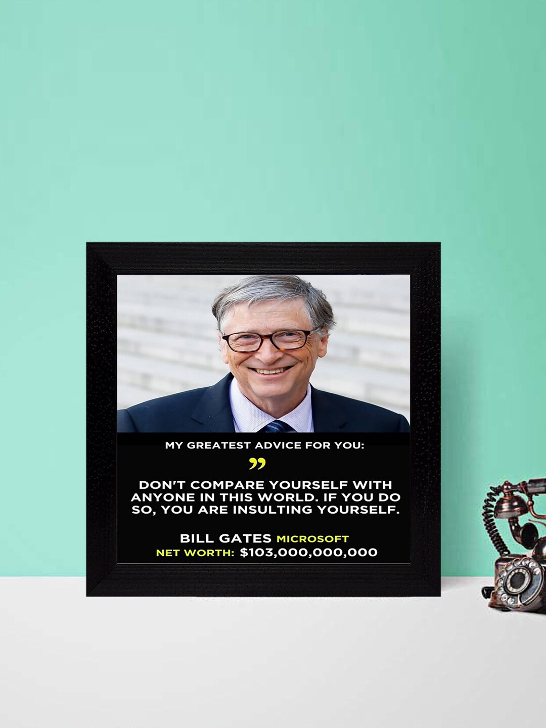 

Gallery99 DonT Compare Yourself By Bill Gates Textured Paper Wall Art, Black