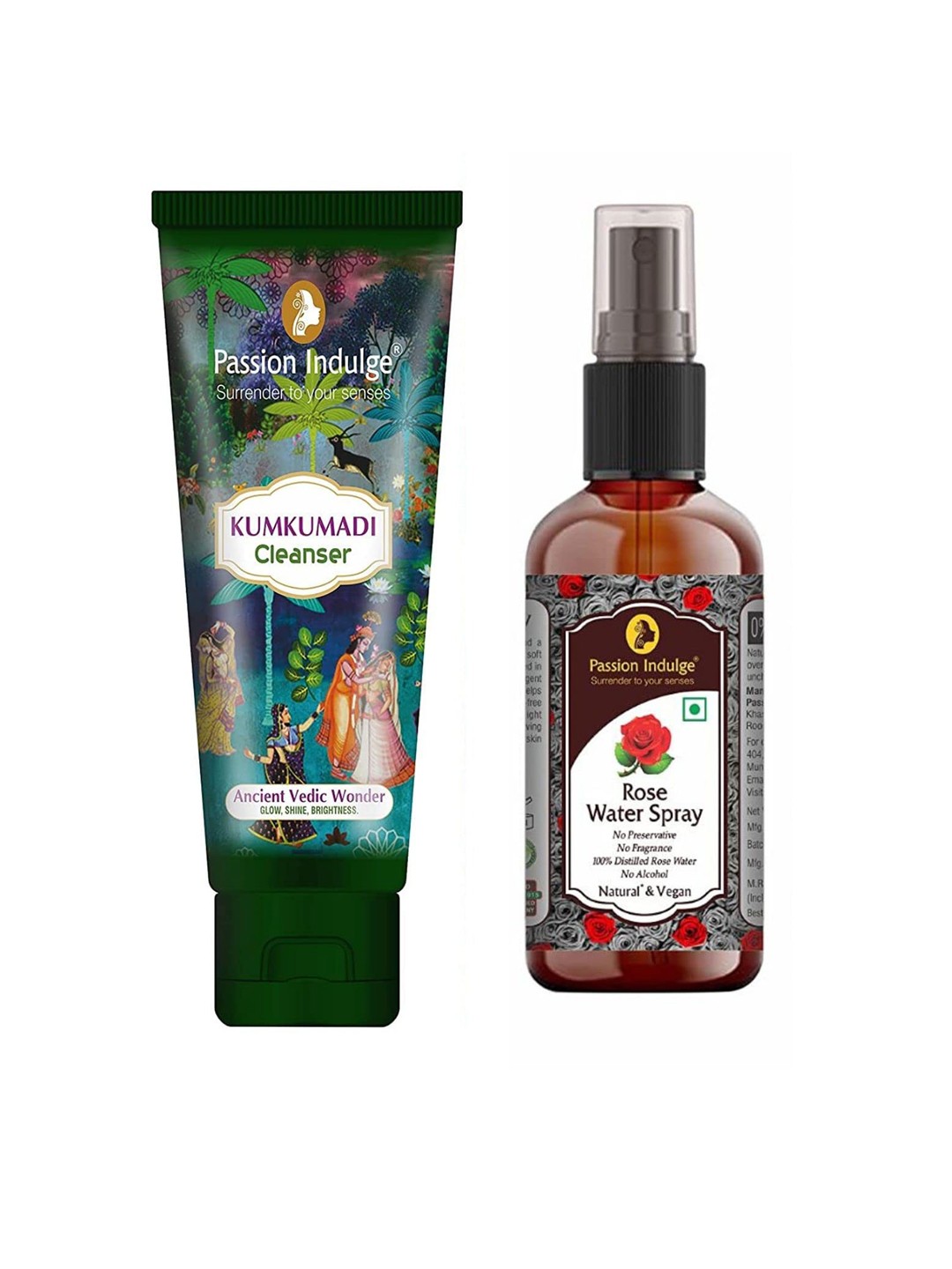 

Passion Indulge Set Of 2 Off White Kumkumadi Natural Cleanser & Rose Water