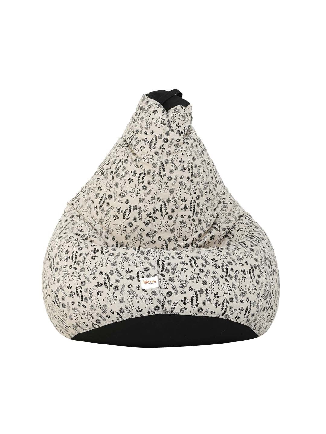 

Sattva Cream Printed Cotton Bean Bag Cover