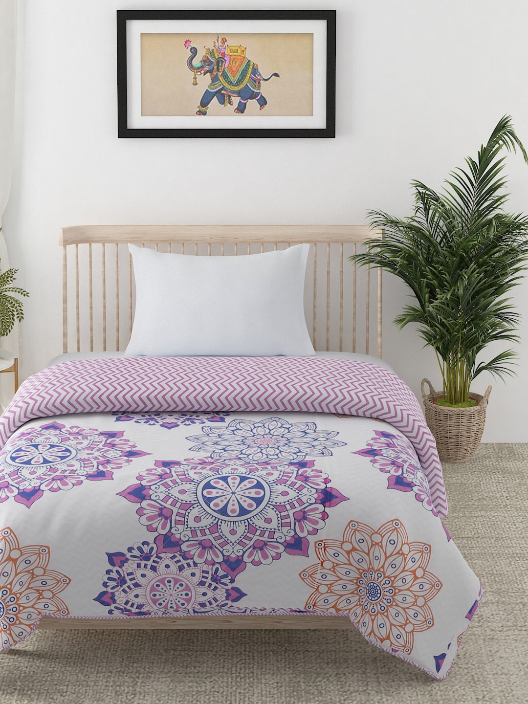 

EK BY EKTA KAPOOR Mosaic Multicoloured Floral Printed 120 GSM Pure Cotton Single Dohar, Multi