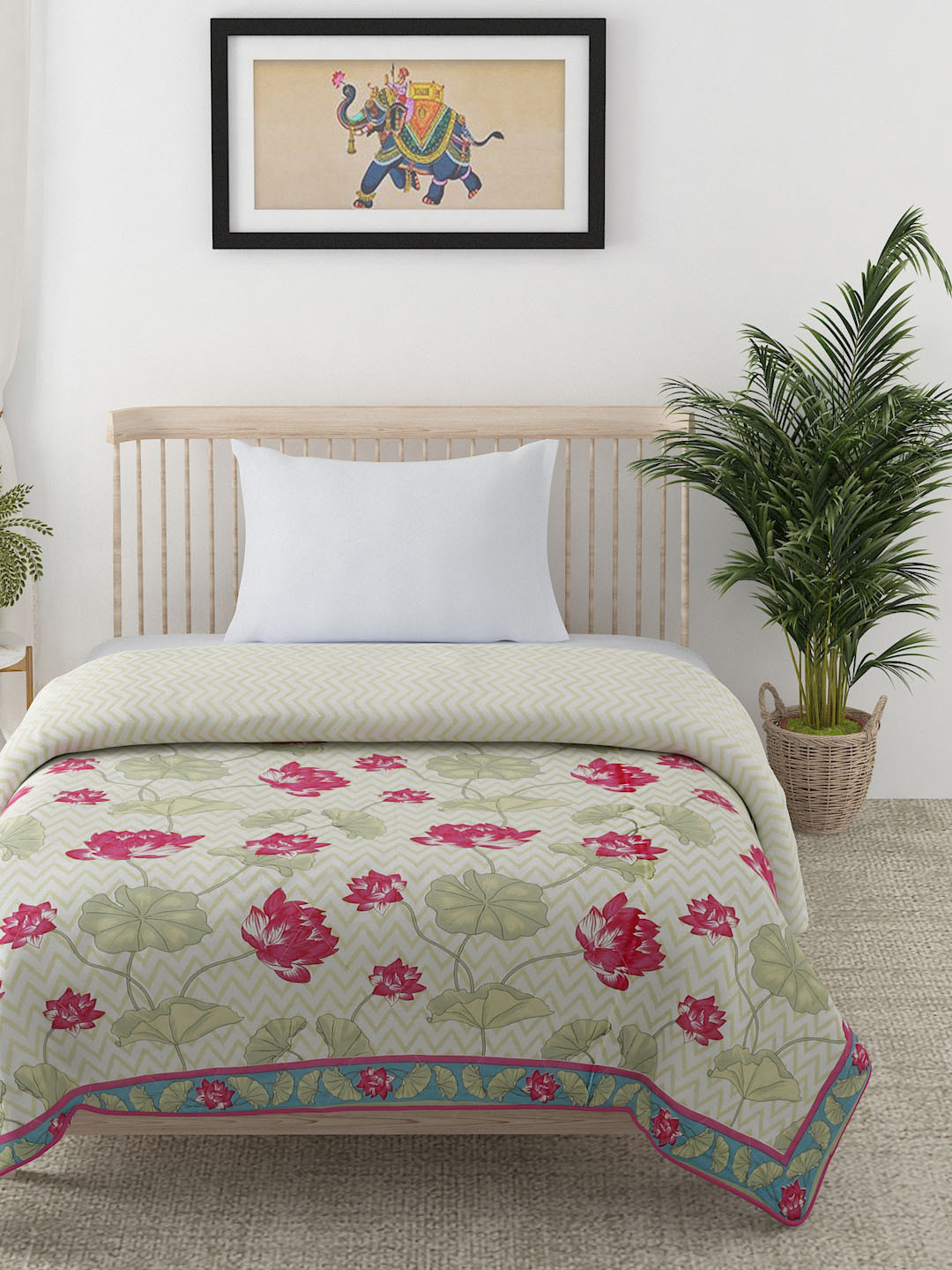 

EK BY EKTA KAPOOR Kamal Multicoloured Floral AC Room 120 GSM Pure Cotton Single Dohar, Multi