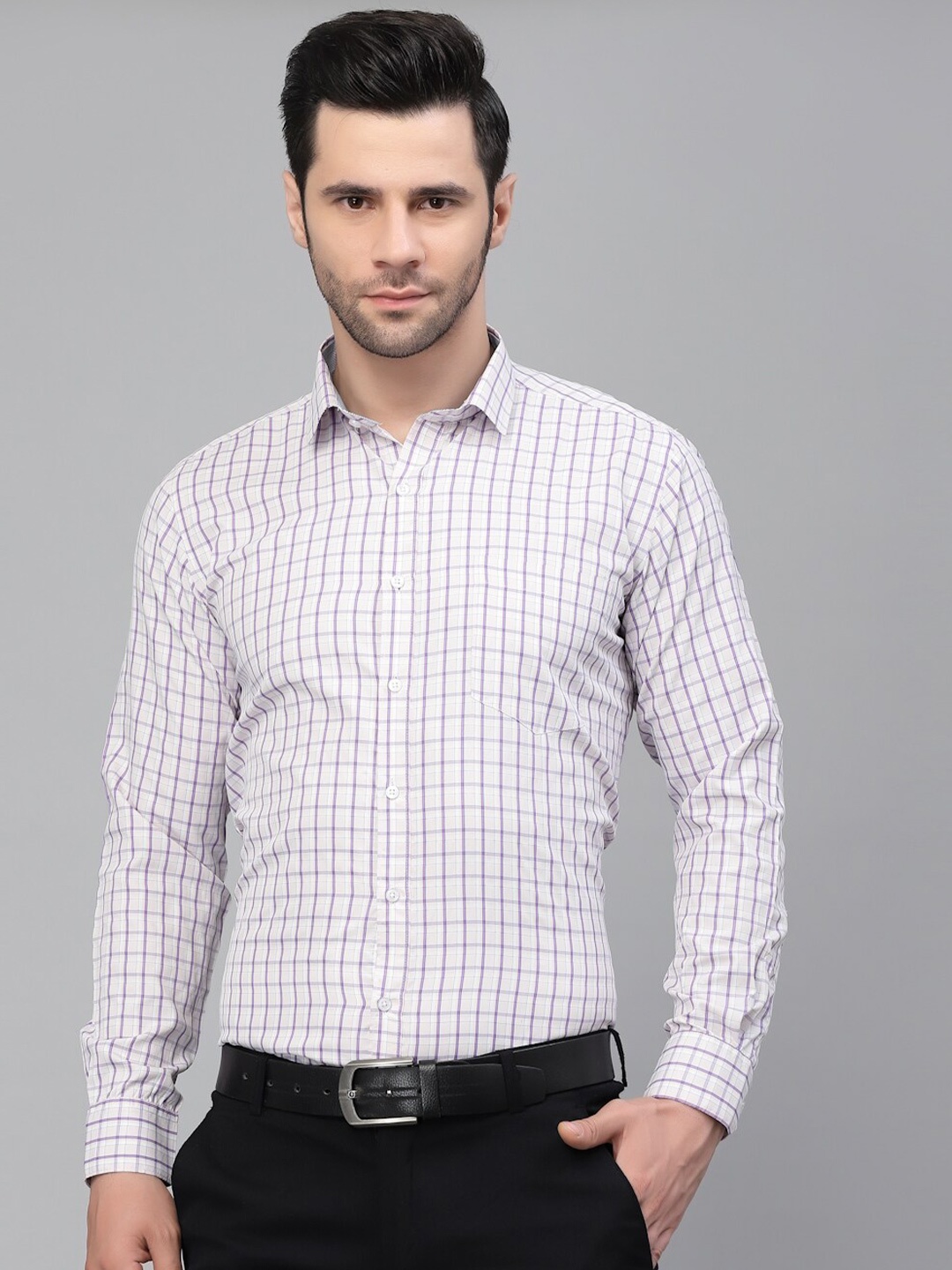 

Style Quotient MenTattersall Checked Regular Fit Formal Shirt, Pink