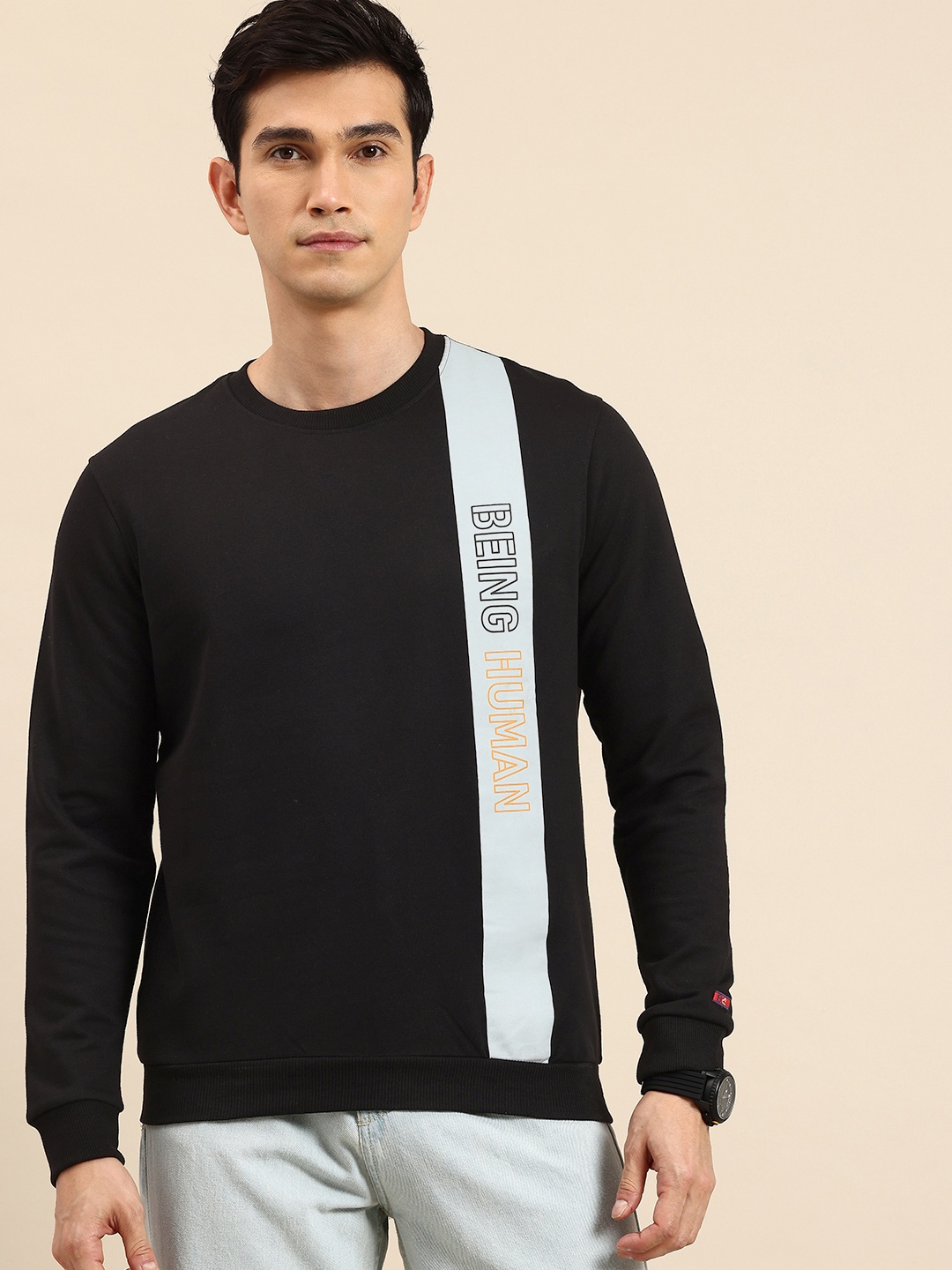 

Being Human Brand Logo Printed Sweatshirt, Black