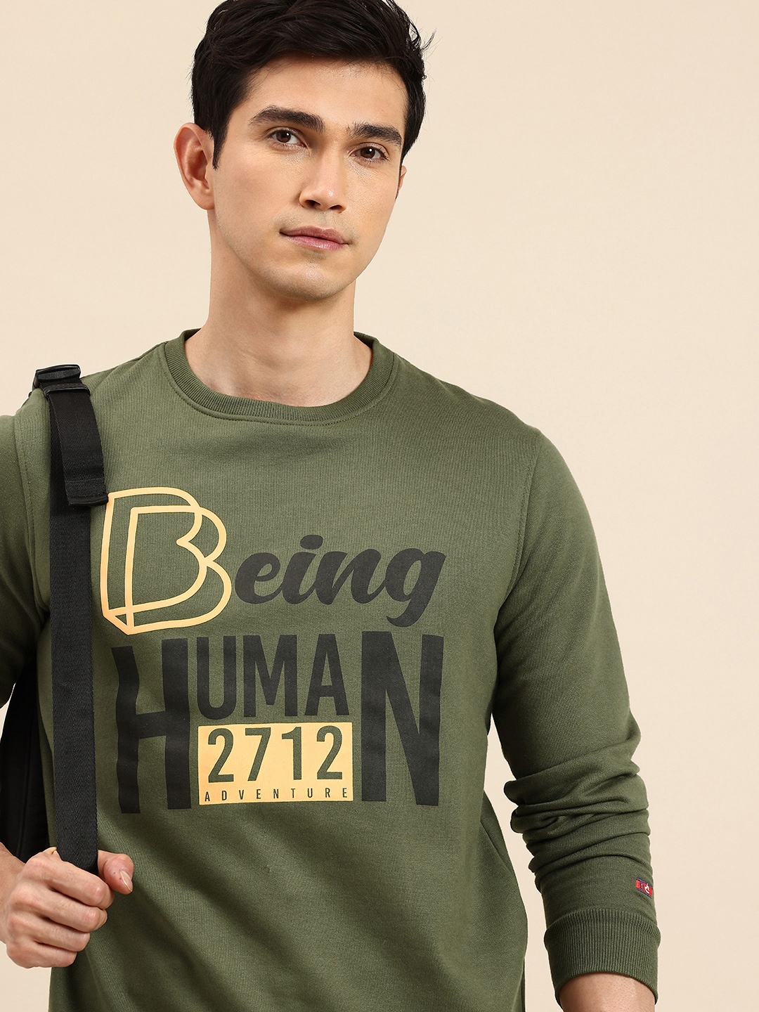 

Being Human Brand Logo Printed Sweatshirt, Olive