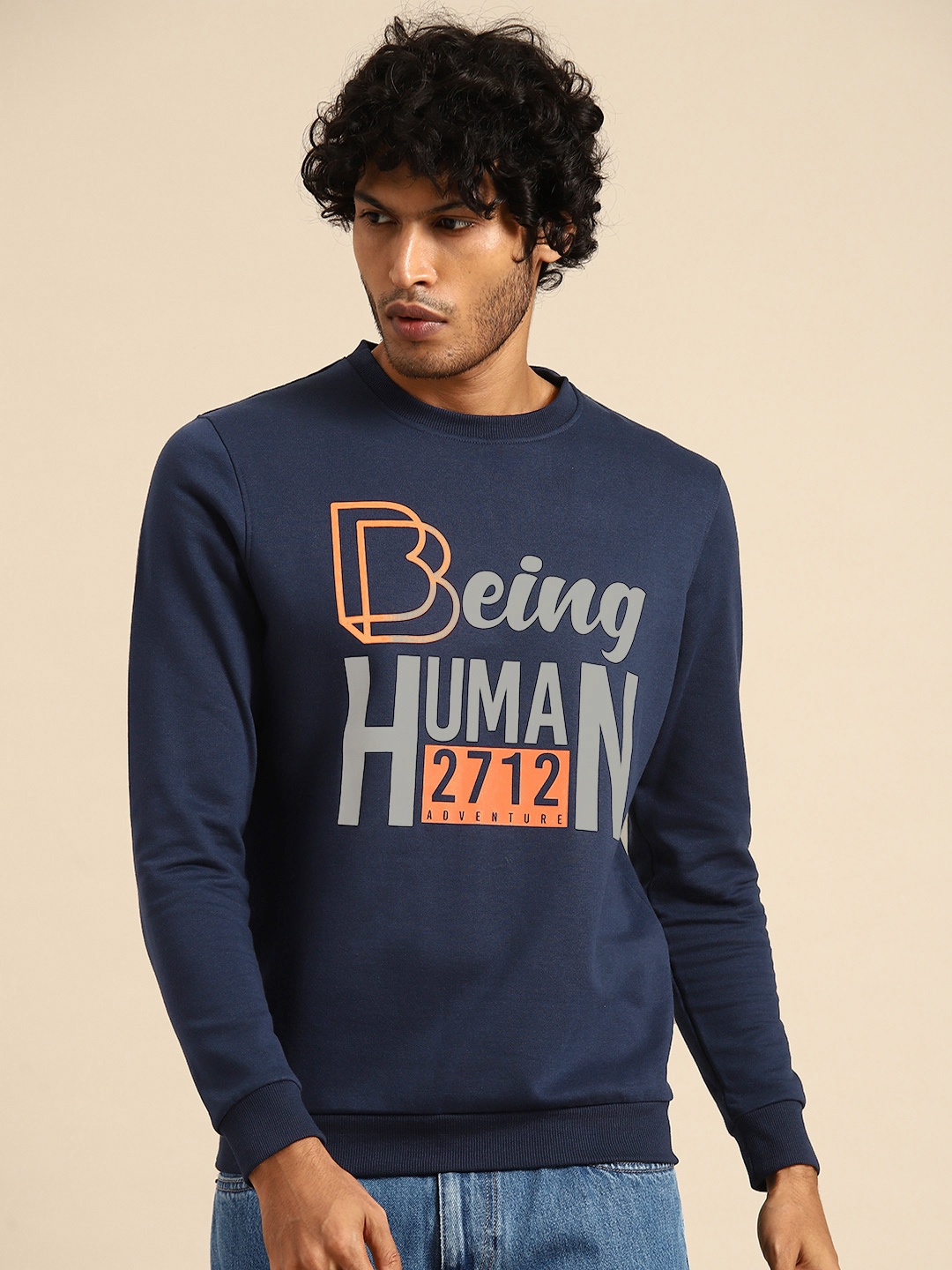 

Being Human Men Printed Sweatshirt, Navy blue