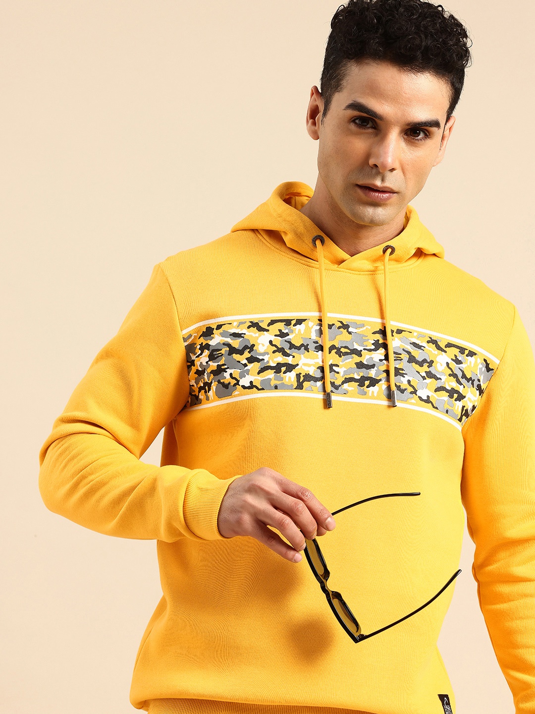 

Being Human Graphic Printed Hooded Sweatshirt, Yellow