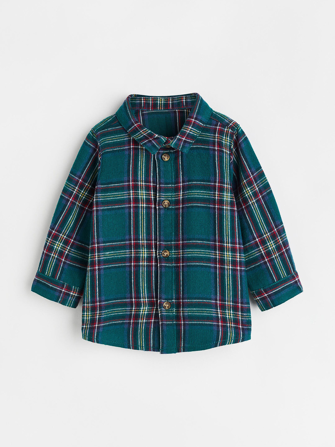 

H&M Boys Cotton Checked Shirt, Green