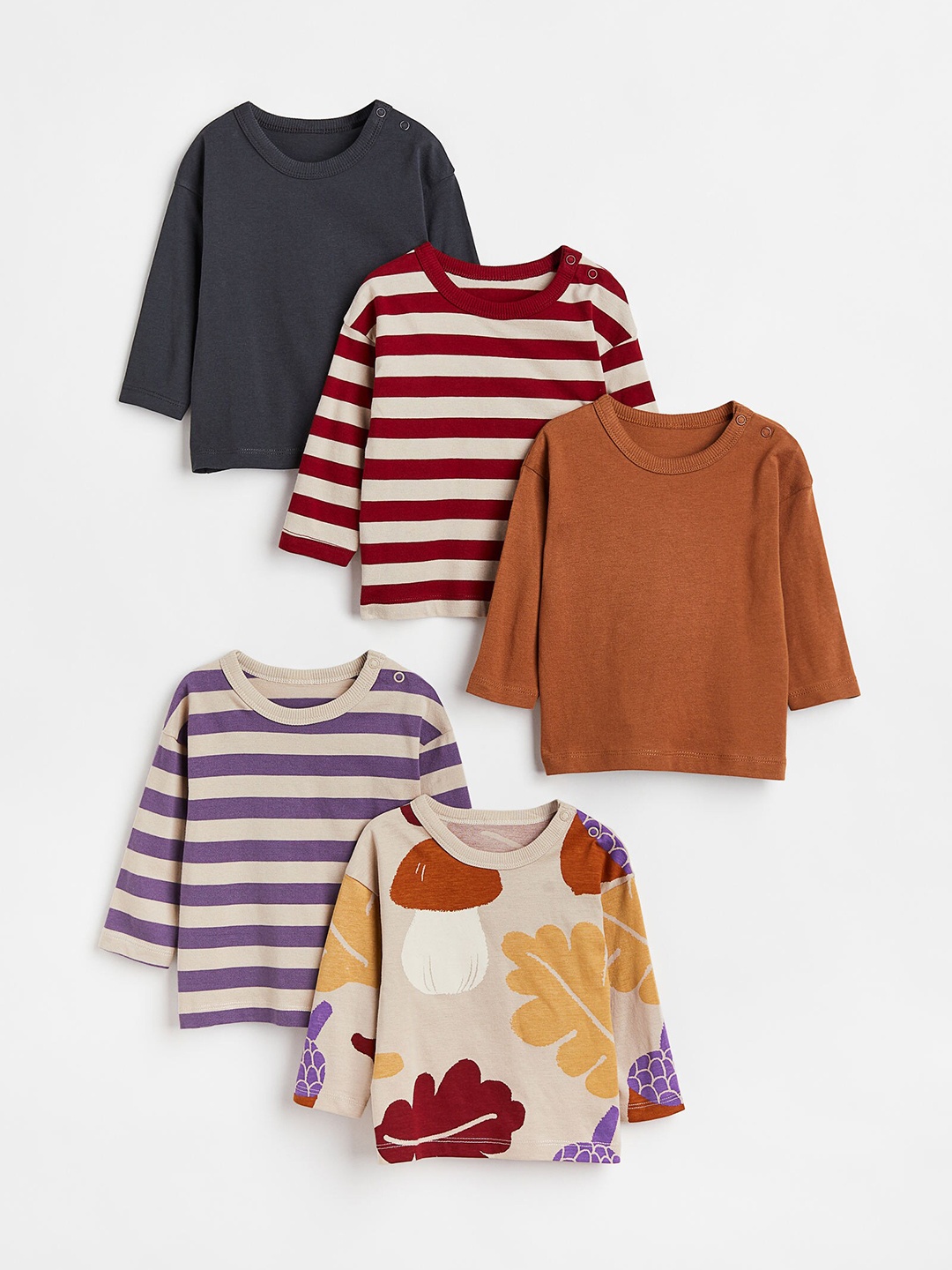 

H&M Boys 5-Pack Cotton Tops, Beige
