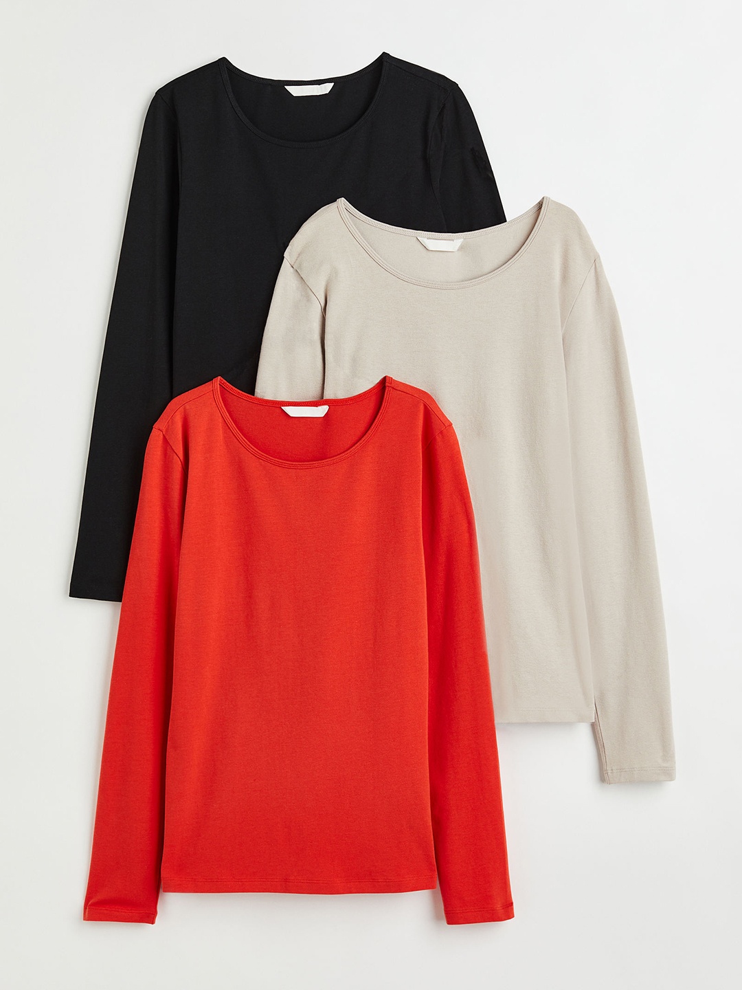 

H&M Women 3-Pack Jersey Tops, Beige