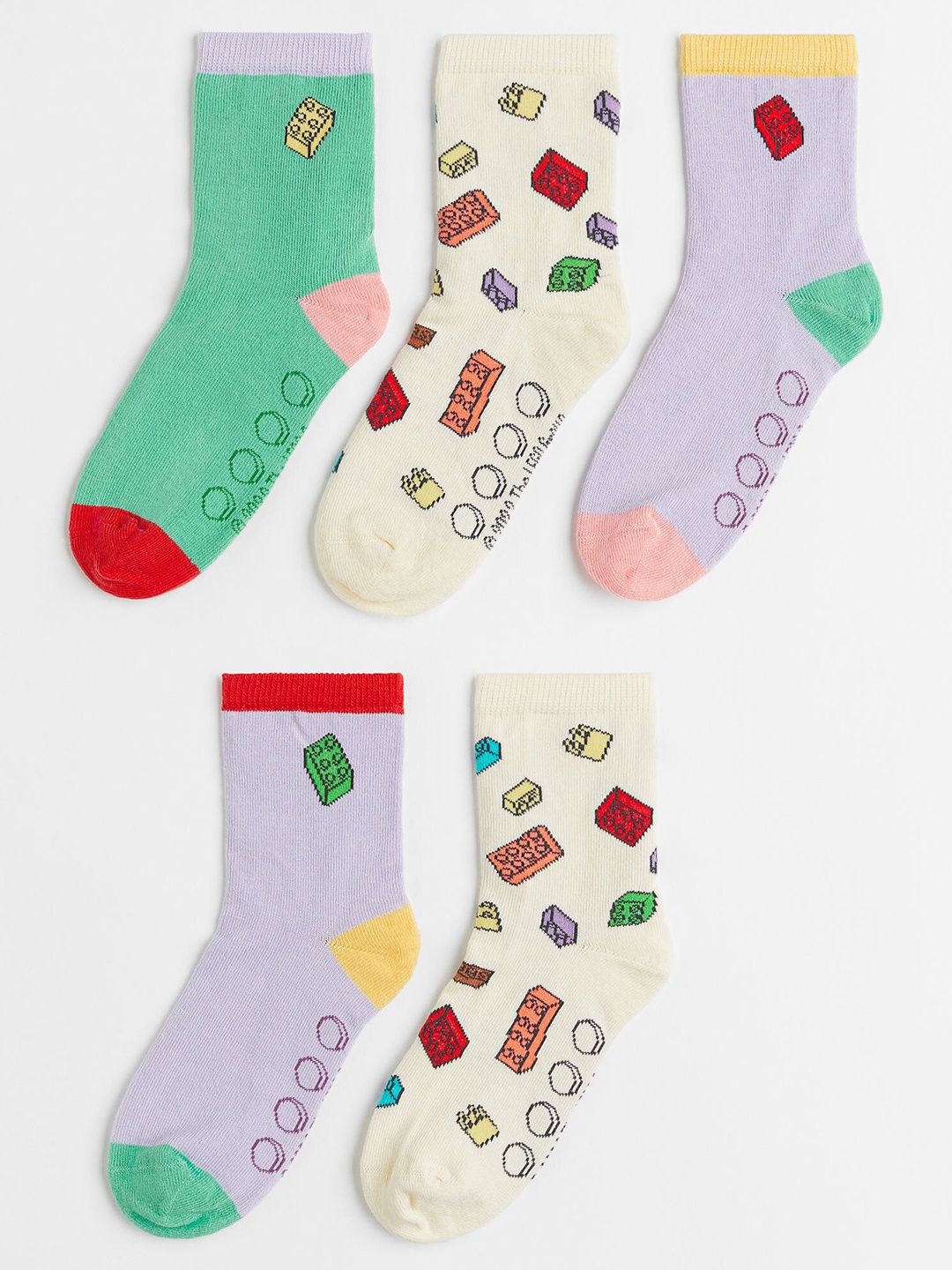 

H&M Girls Pack Of 5 Patterned Socks, Green