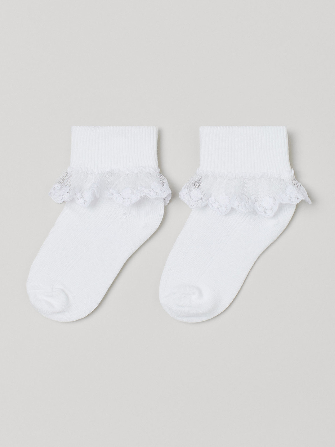 

H&M Girls White Solid 2-Pack Lace-Trimmed Socks