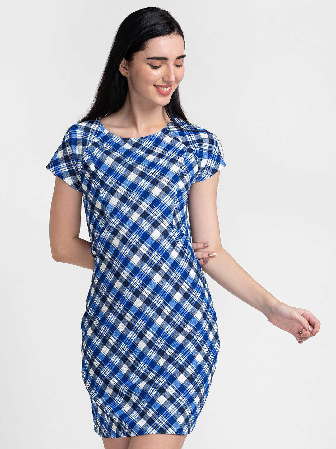 

Globus Blue & White Checked Sheath Dress