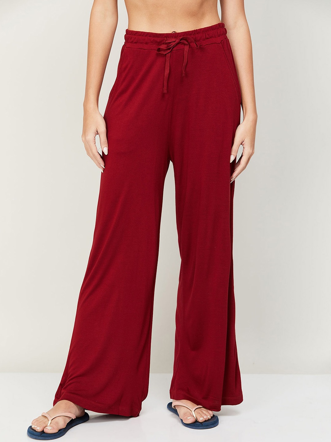 

Ginger by Lifestyle Women Solid Flared Lounge Pants, Maroon