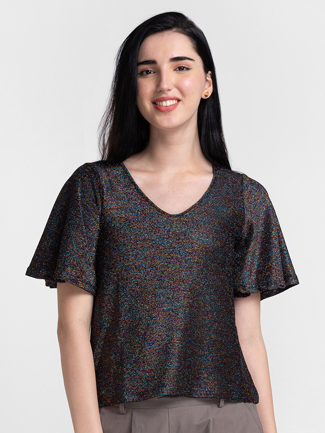 

Globus Women Black V-Neck Top