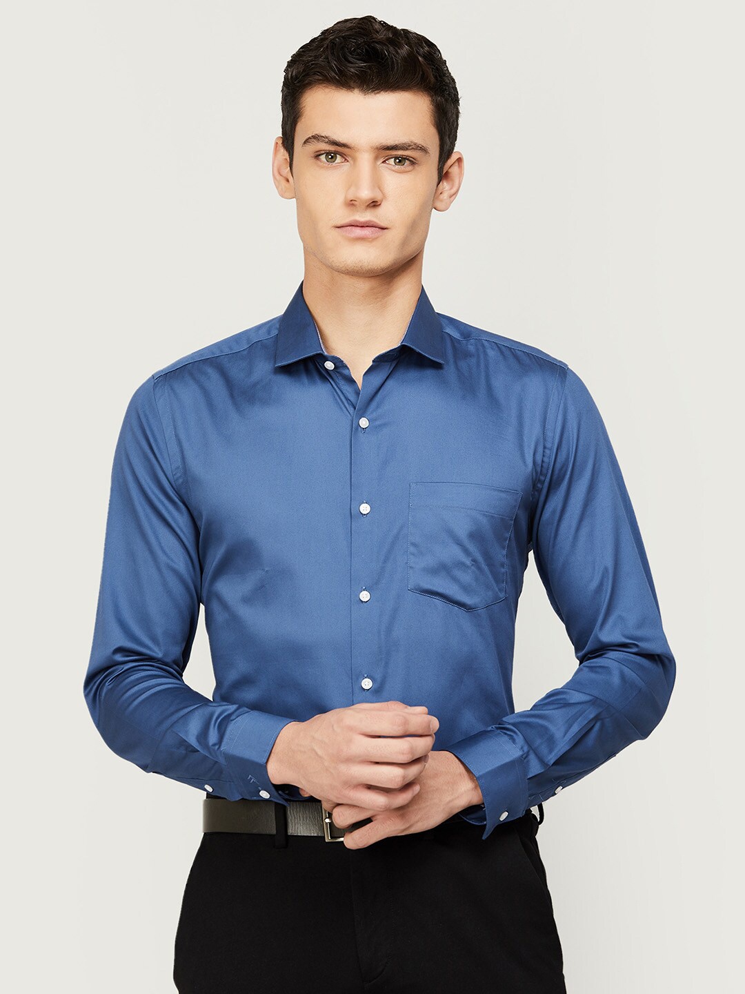 

CODE by Lifestyle Men Blue Slim Fit Cotton Formal Shirt