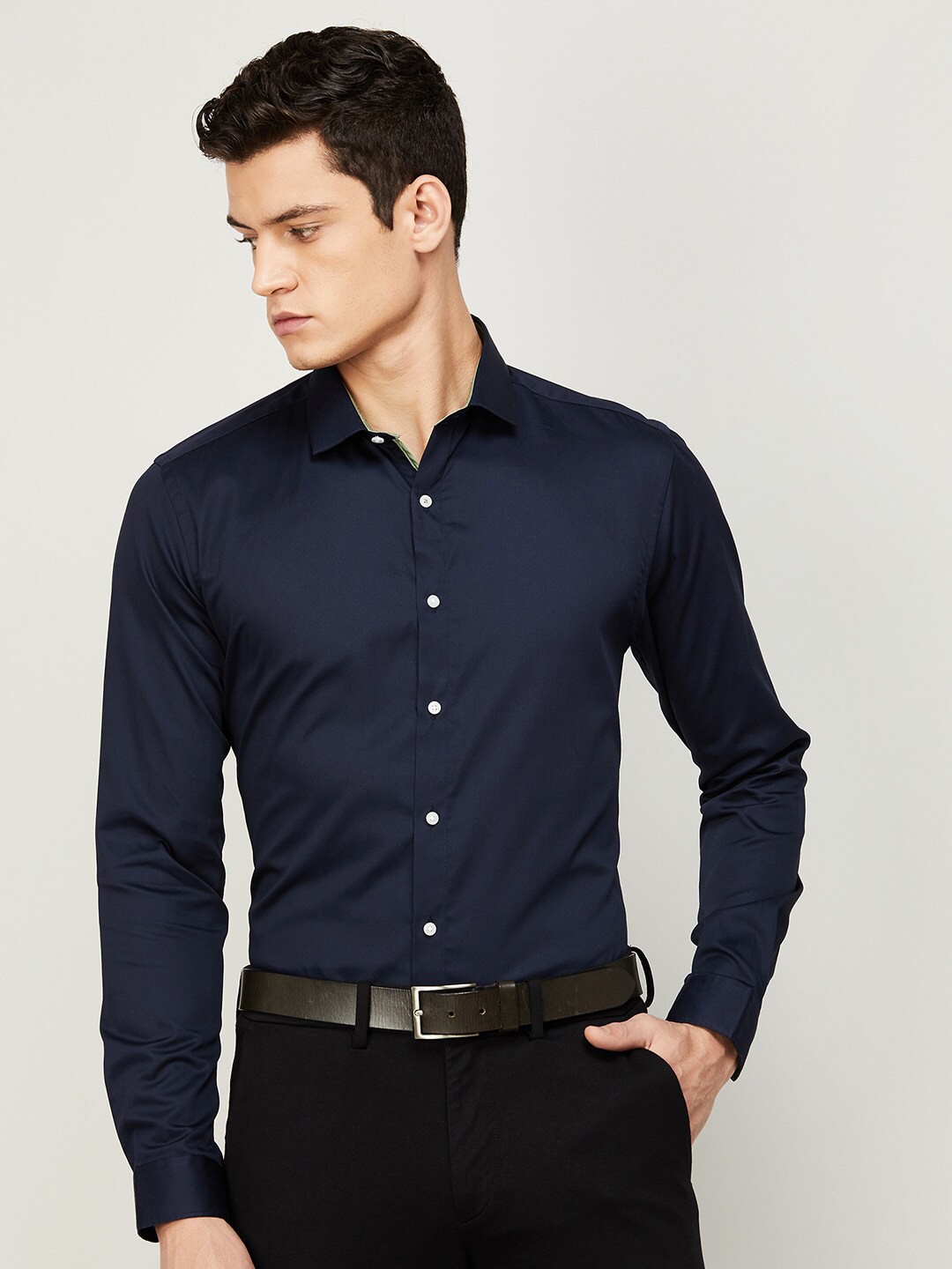 

CODE by Lifestyle Men Navy Blue Slim Fit Cotton Formal Shirt