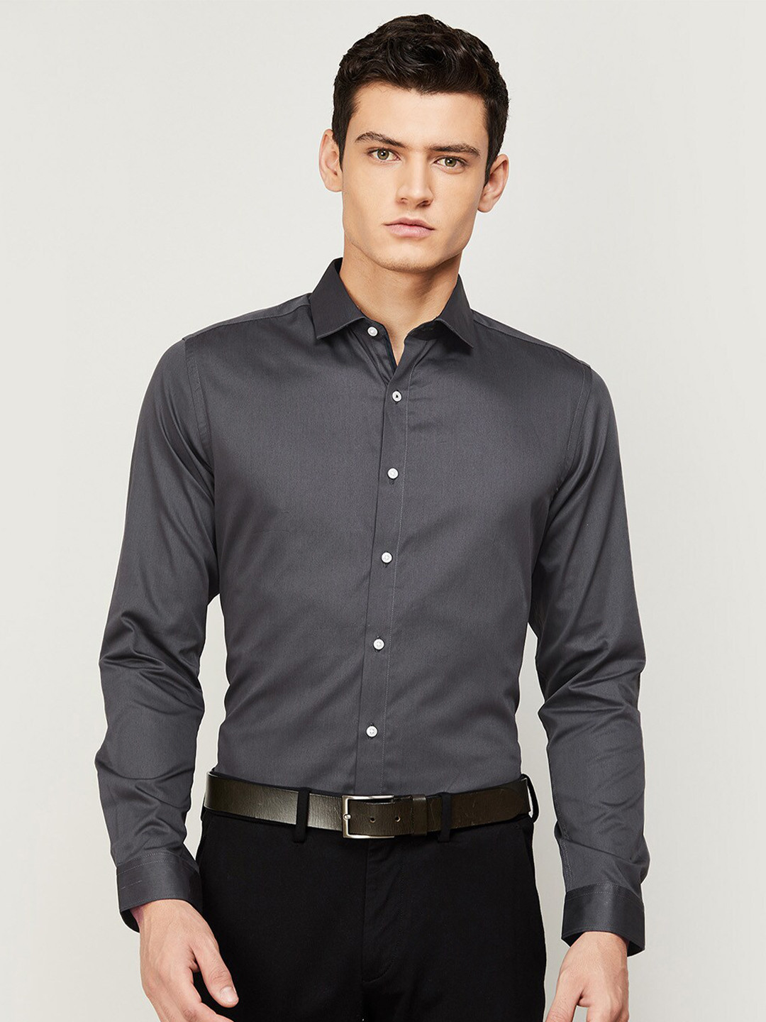 

CODE by Lifestyle Men Grey Slim Fit Cotton Formal Shirt