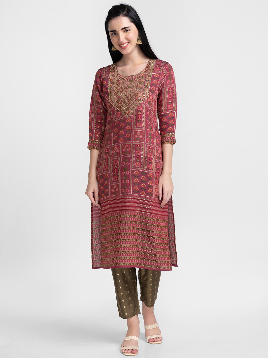 

Globus Women Pink Ethnic Motifs Printed Kurta