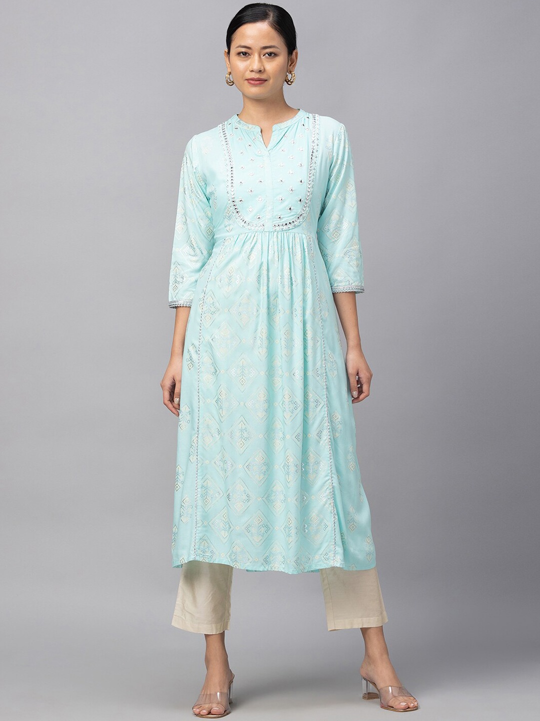 

Globus Women Blue Ethnic Motifs Printed Kurta