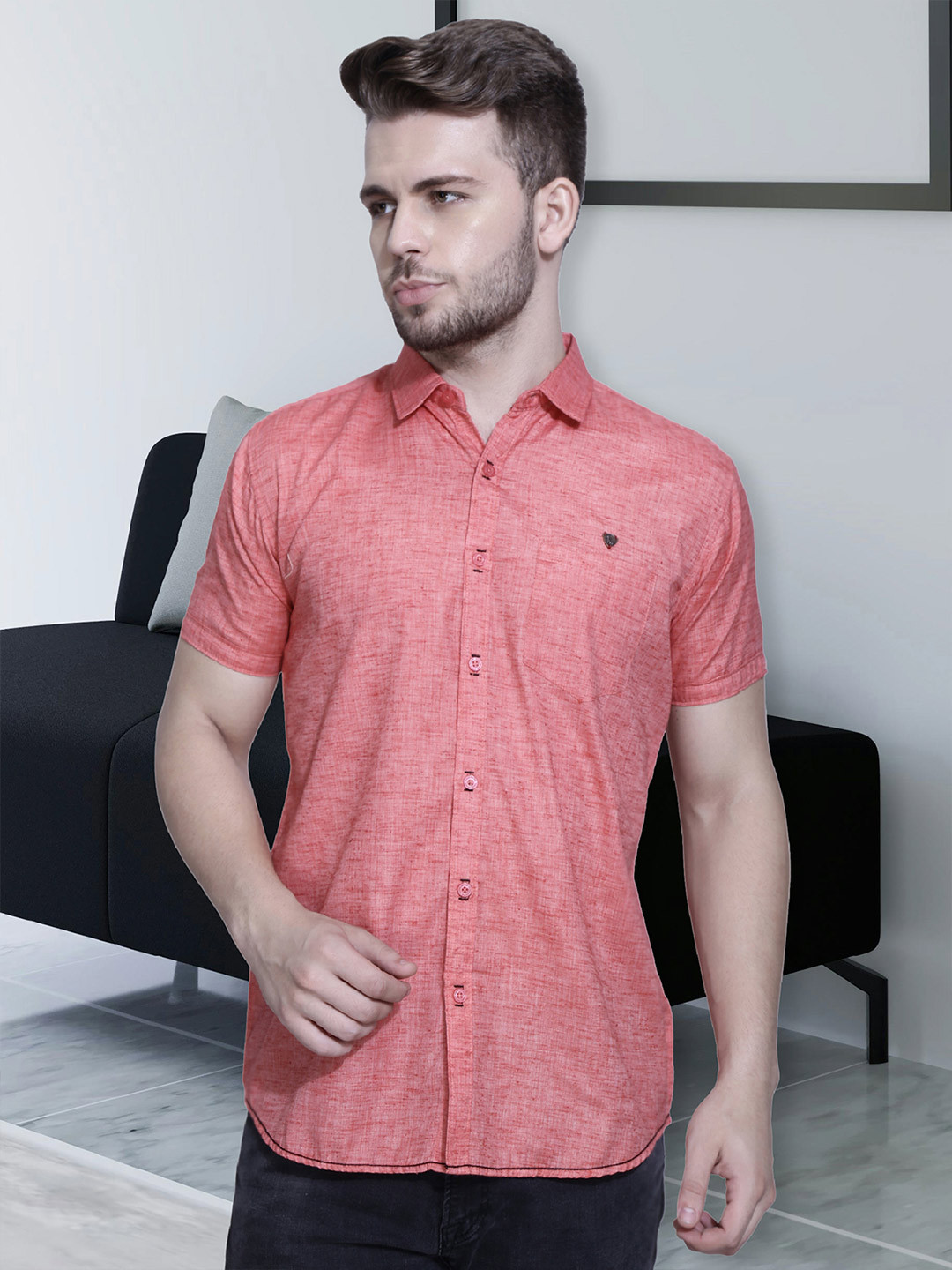 

Kuons Avenue Men Red Smart Slim Fit Casual Shirt