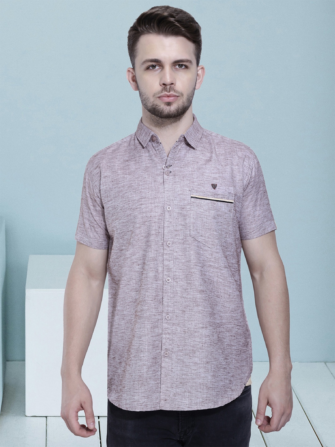 

Kuons Avenue Men Brown Smart Slim Fit Cotton Casual Shirt