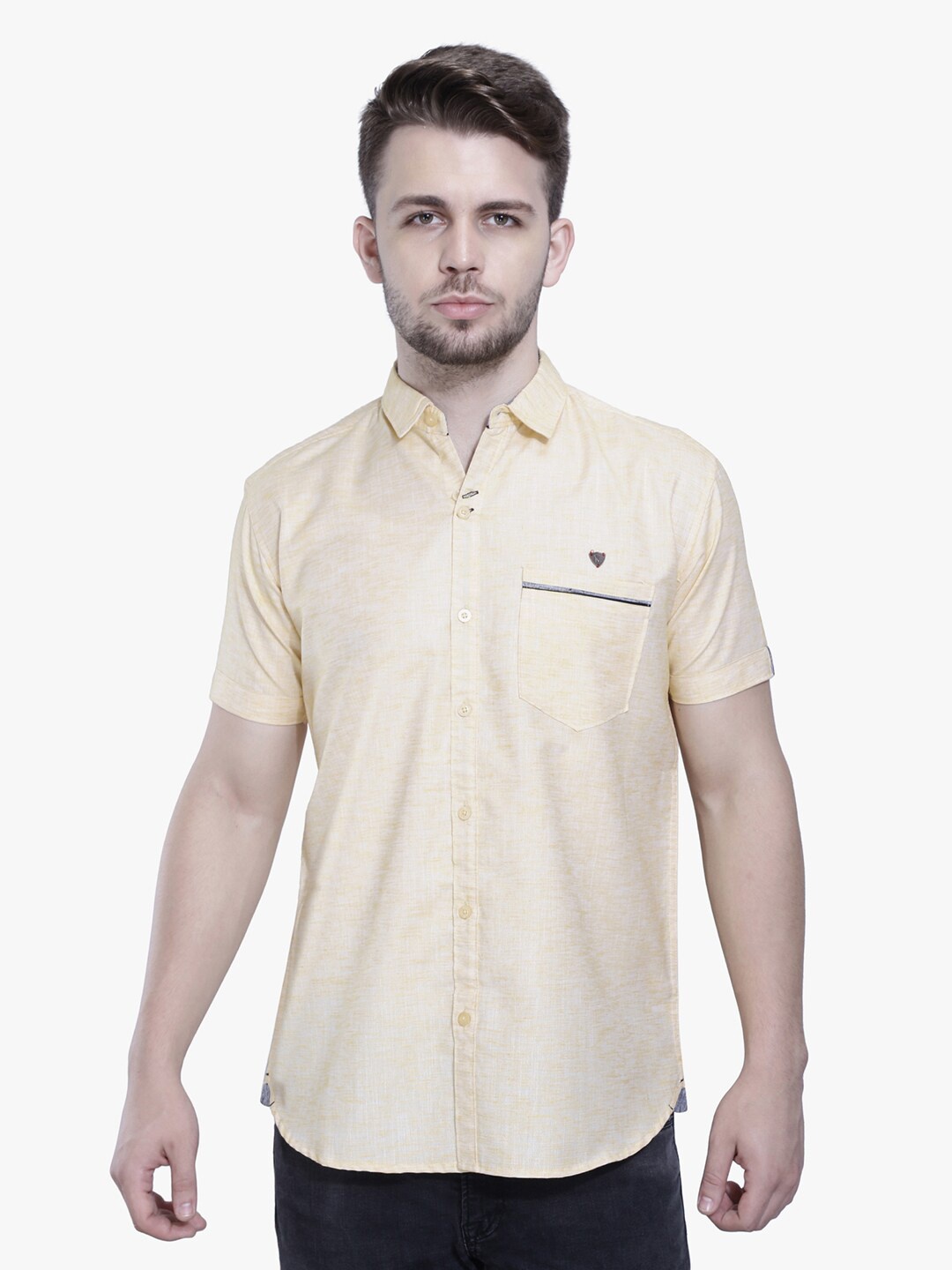 

Kuons Avenue Men Yellow Smart Slim Fit Cotton Casual Shirt