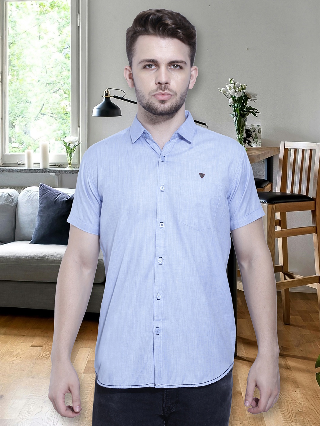 

Kuons Avenue Men Blue Smart Slim Fit Casual Shirt