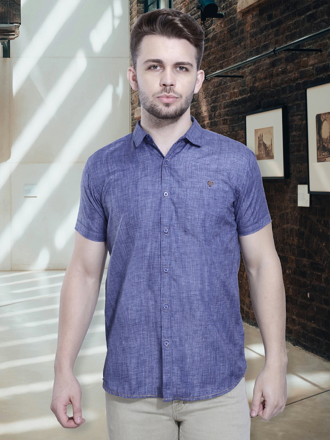 

Kuons Avenue Men Navy Blue Smart Slim Fit Casual Shirt