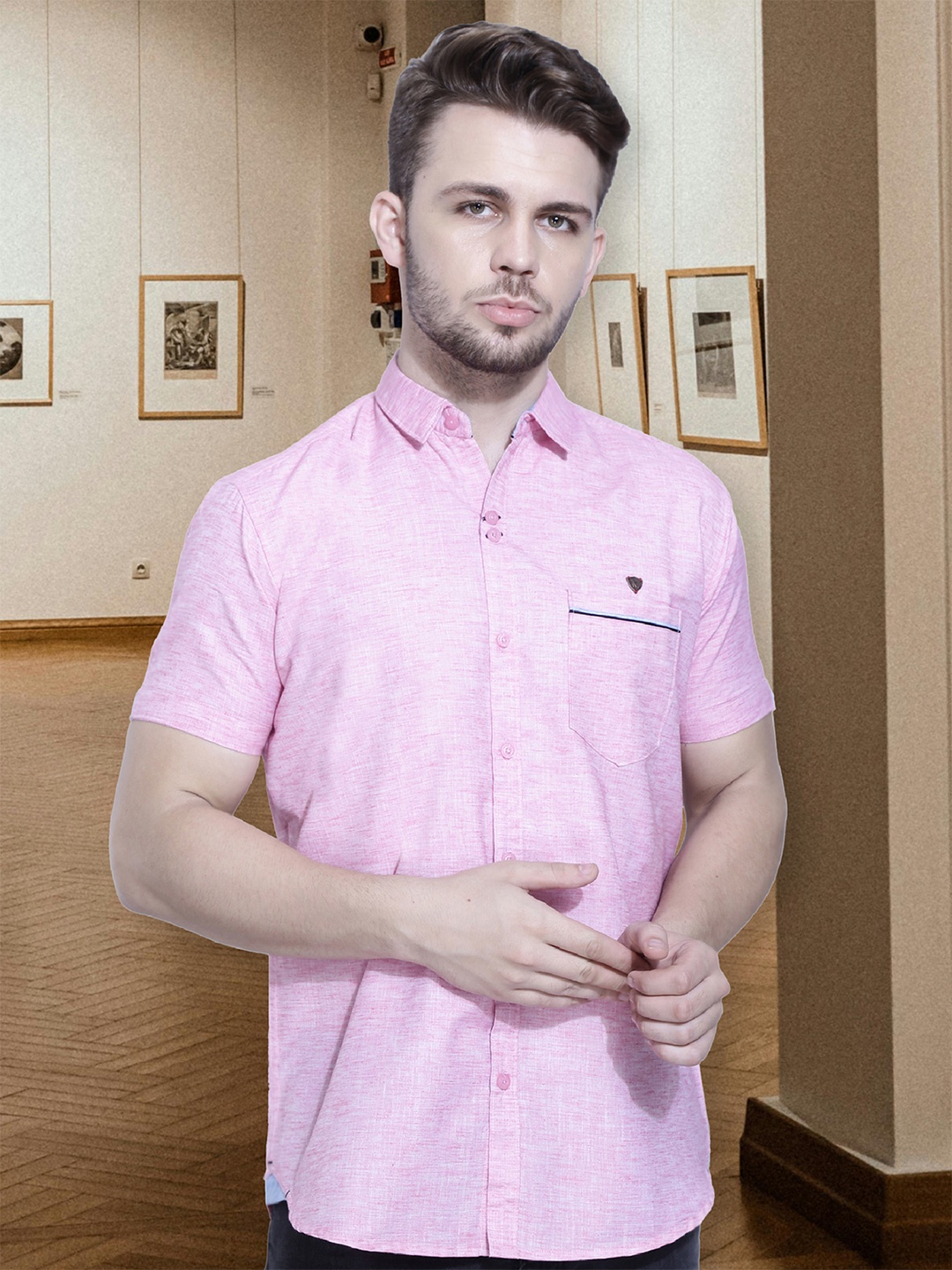 

Kuons Avenue Men Pink Smart Slim Fit Cotton Casual Shirt