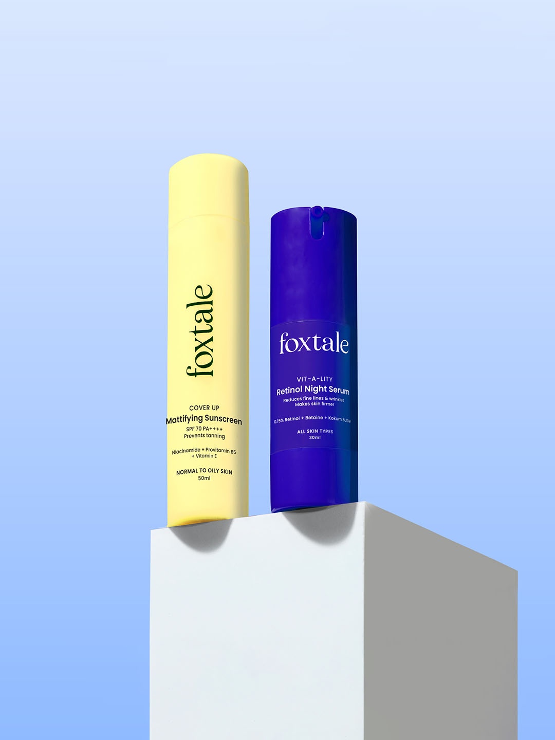 

FoxTale apid Wrinkle Reduction Retinol Serum 30ml + Matte Finish Sunscreen 50ml, Blue